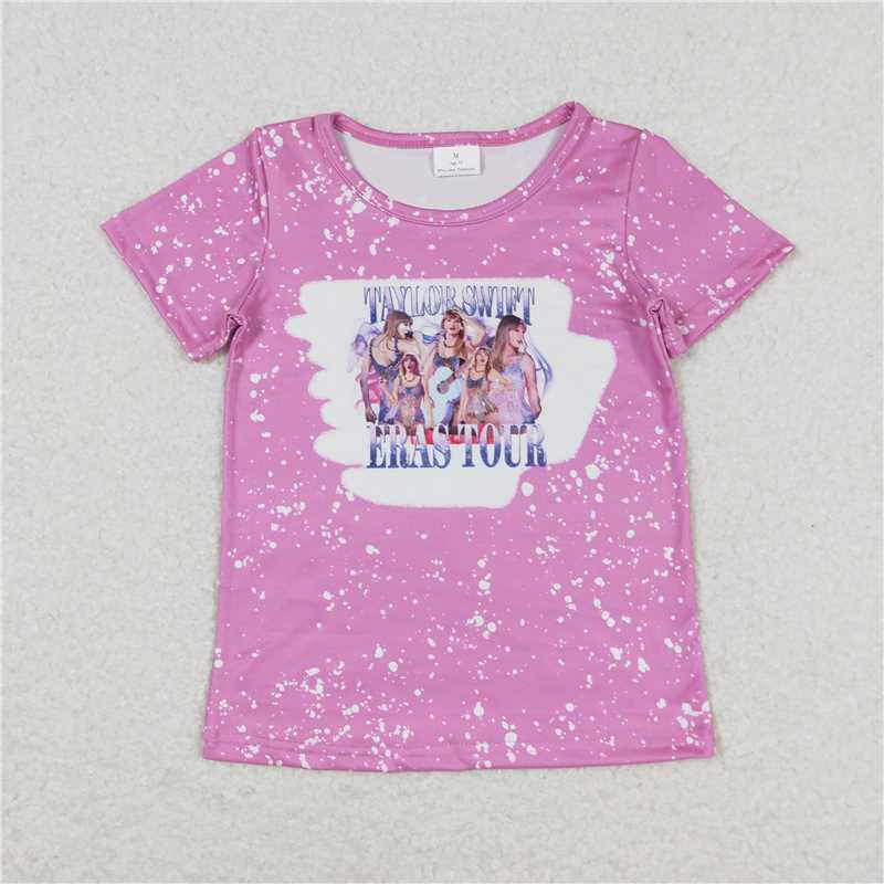 GT0539 Baby Girls Taylor Swift Hot Pink Short Sleeve T-shirt Top