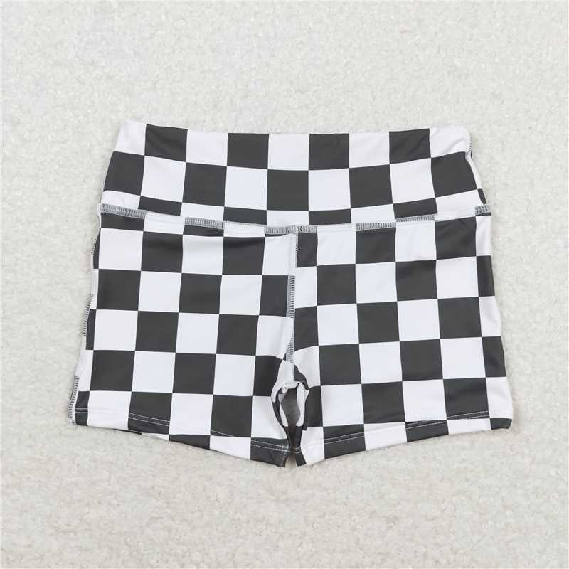 SS0219 Baby Girls Black Checkered Biking Summer Bottoms Shorts