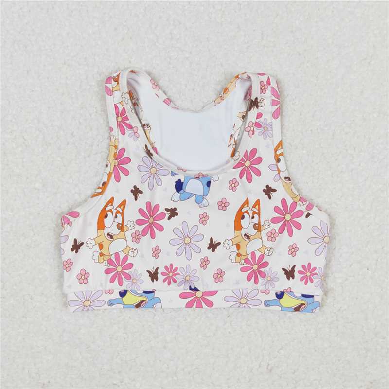 GT0516 Baby Girls Cartoon Dog Crop Top
