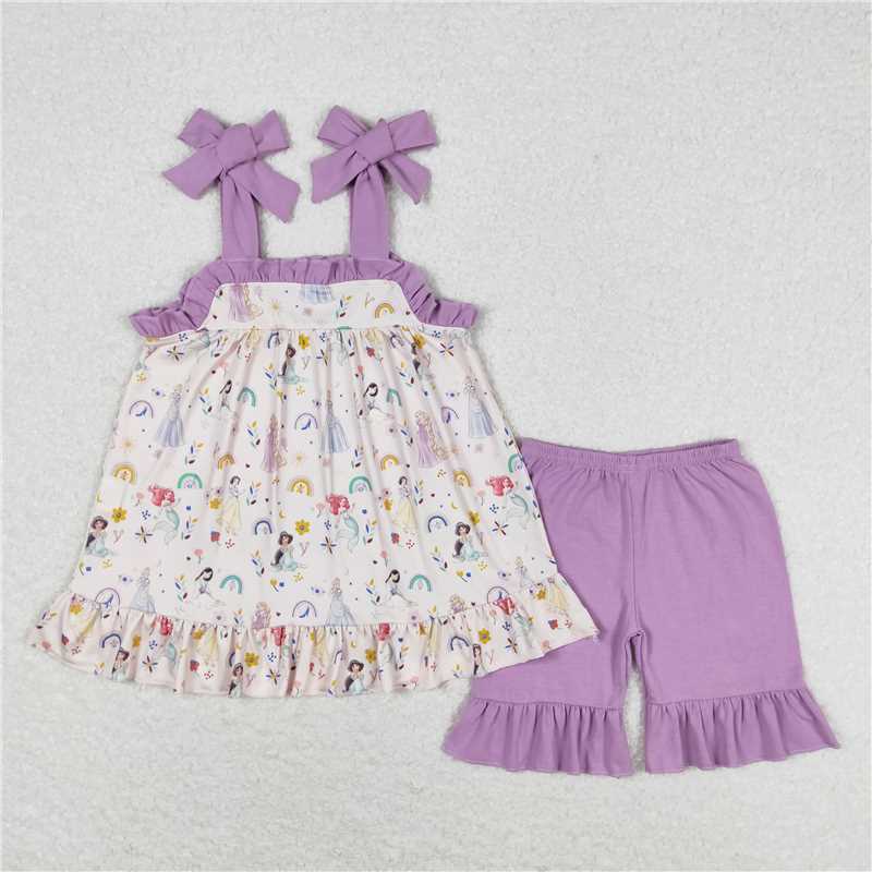 GSSO1044 Disney Princess Mermaid Purple Lace Suspender Shorts Set