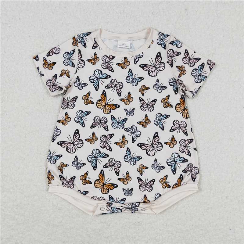 SR1558 Baby Girls Butterfly Short Sleeve Rompers