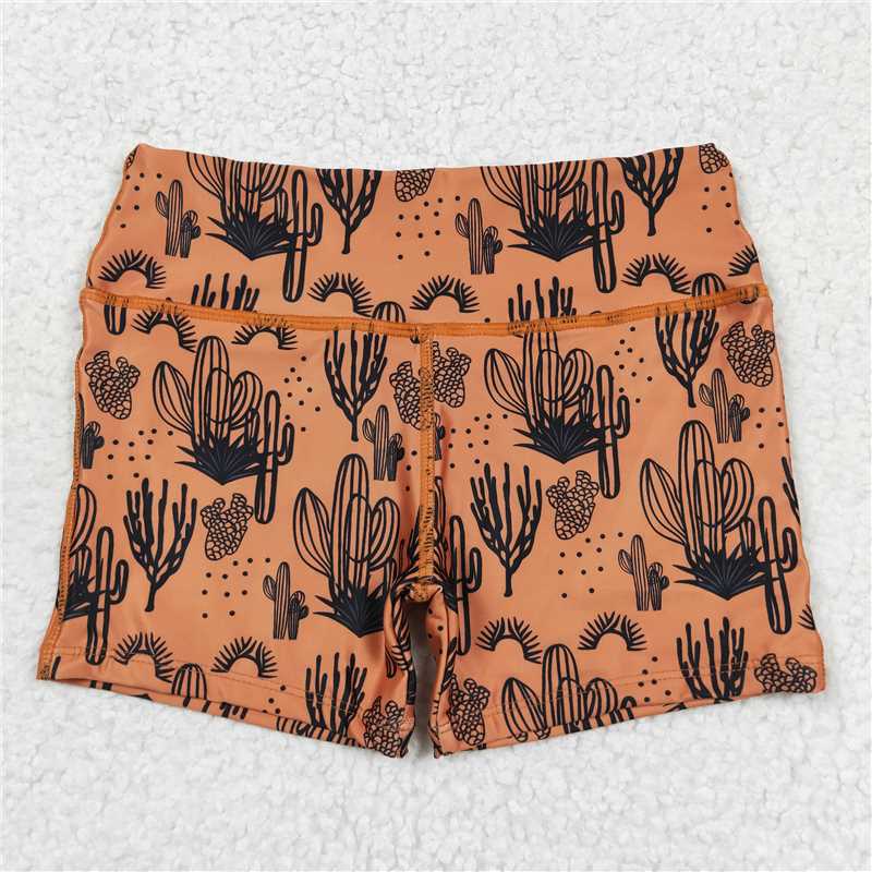 SS0215 Baby Girls Brown Cactus Biking Summer Bottoms Shorts
