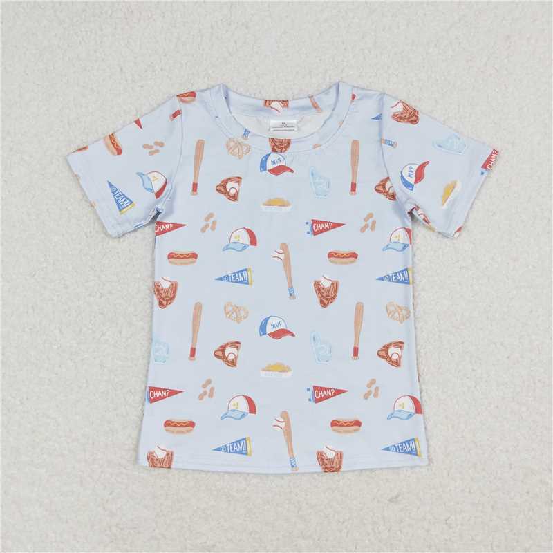 BT0665 RTS NO MOQ Baby Boys Summer Baseball Short Sleeve Tee Shirts Tops