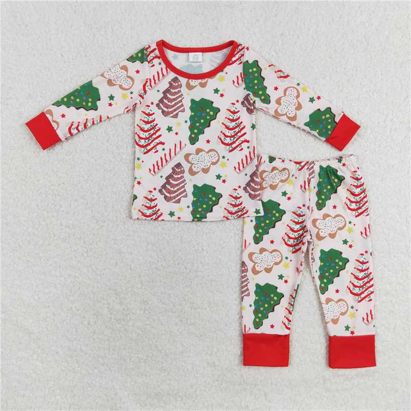 BLP0549Christmas tree cake gingerbread kids boys bamboo pajamas