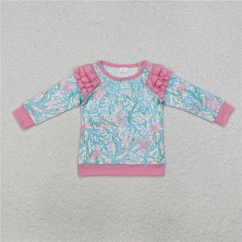 GT0763 Baby Girls Light Pink Seaweed Long Sleeve Tee Shirts Tops