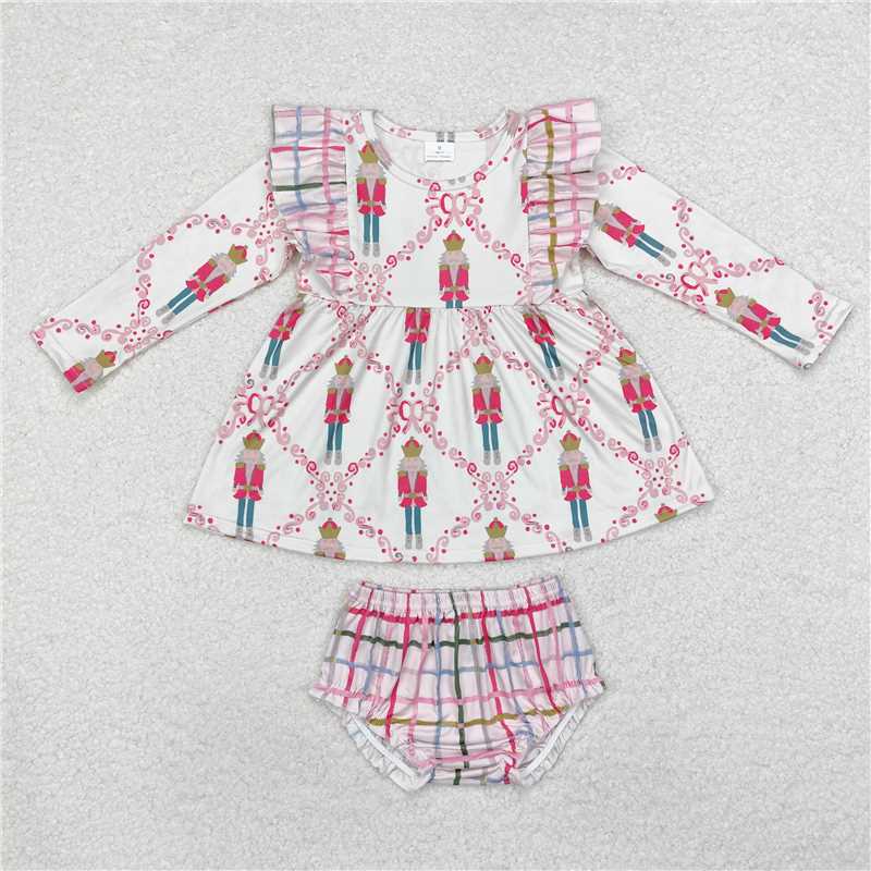 GBO0416 Baby Girls Christmas Soldier Tunic Top Bummies Clothes Sets