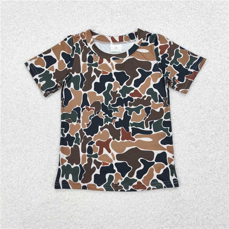 BT0905 Baby Boys Brown Camo Short Sleeve Tee Shirts Tops