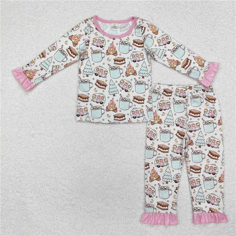 12.9 RTS NO MOQ (In stock)GLP1502 Baby Girls Fall Cookies Cars Bamboo Pajamas Outfits Sets