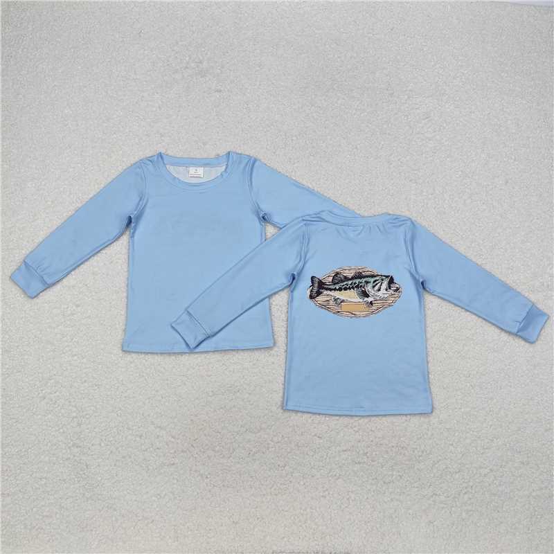 BT0952 Baby Boys Blue Fishing Long Sleeve Tee Shirts Tops