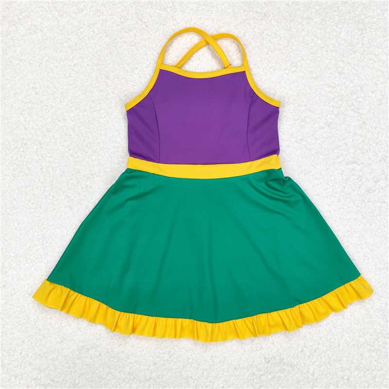 GSD1431 Sibling Baby Girls Mardi Gras Active Wear Dresses Yoga Sets