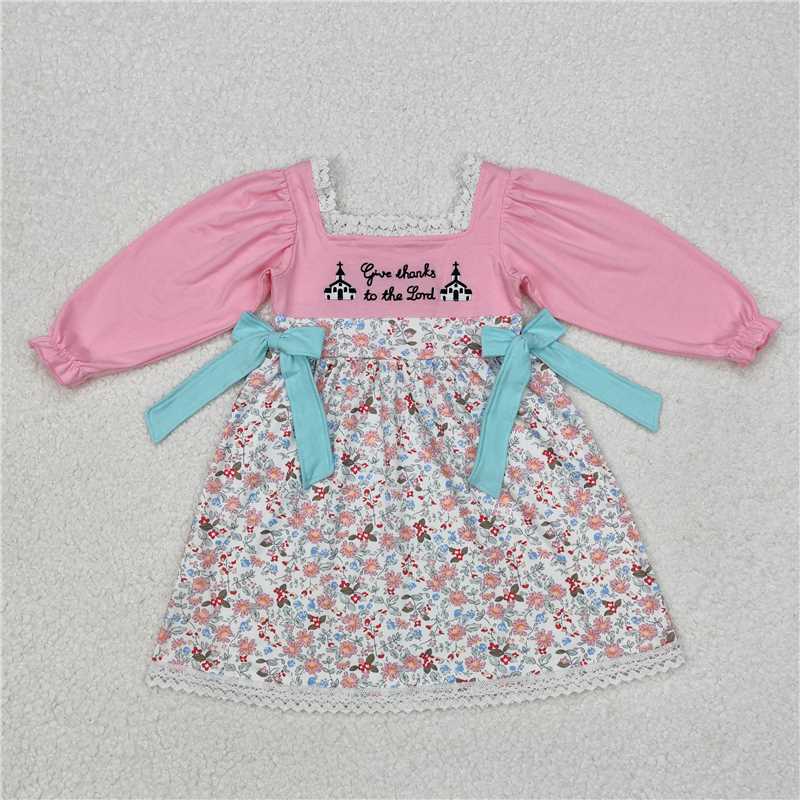 GLD0967 Baby Girls Thanks Lord Church Wear Knee Length Dresses