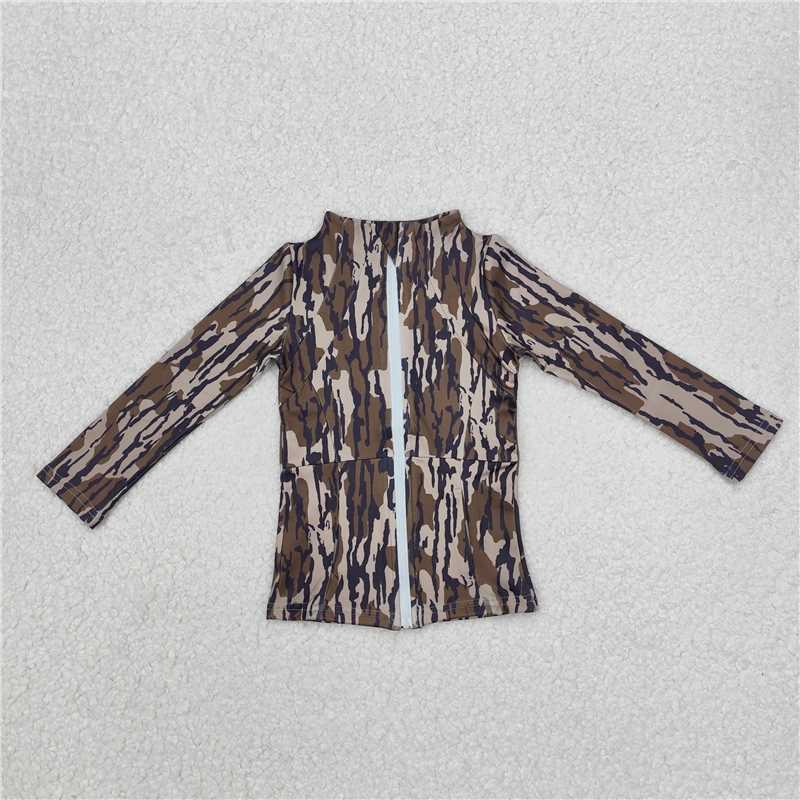 GT0850 Baby Girls Bottomland Camo Yoga Active Wear Zip Jackets Tops