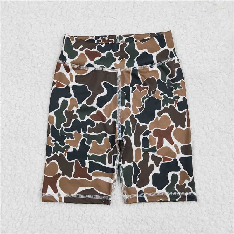 12.23 RTS NO MOQ (In stock)Matching SS0534 Baby Girls Brown Camo Yoga Biking Shorts Bottoms