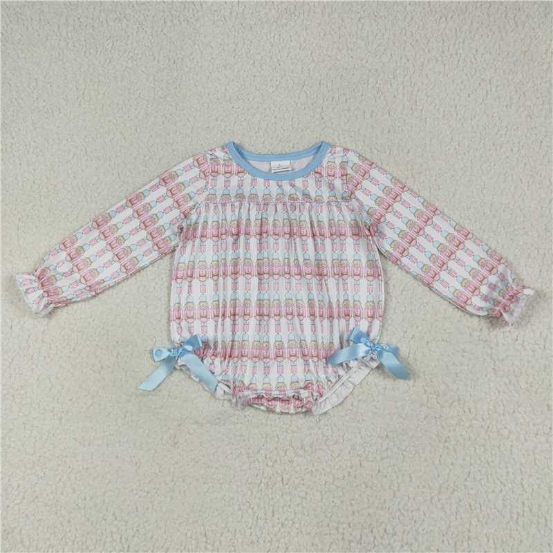 12.9 RTS NO MOQ (In stock)Matching Christmas LR2298 Baby Girls Christmas Soldiers Bows Ruffle Rompers