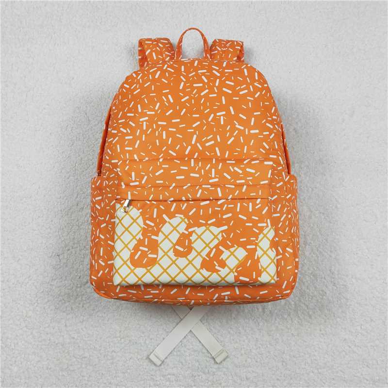 USA Warehouse (IN STOCK) BA0339 Baby Kids Orange Drip Sprinkles Team Zipper School Back Bags