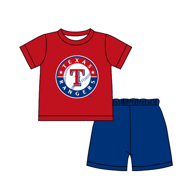 CUSTOM MOQ 5 Cute Comfortable Clothing For Boys Baby Boys Summer Red T Top Shorts Clothes Sets