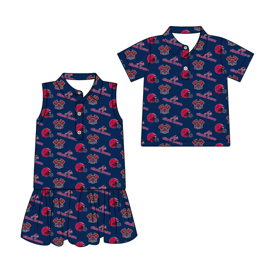 3.11 CUSTOM MOQ 5 Sibling Boys Baby Girls Summer Fashion Short Sleeve Blue Red Hat Shirt Sleeveless Dress Team Clothes Sets
