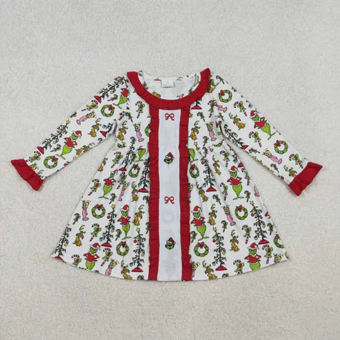 10.16 RTS Sibling Embroidery Grin Bows Baby Girls Tunic Ruffle Pant Christmas Clothes Sets Ruffle Rompers