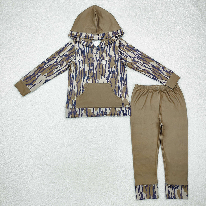 Baby Boys Camouflage Hooded Pullover Long Sleeve Pants Set