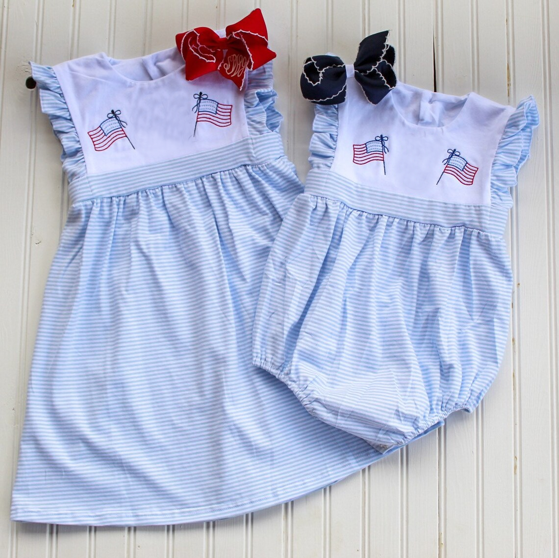4.12 pre order Baby Girls July 4th Flag Dress