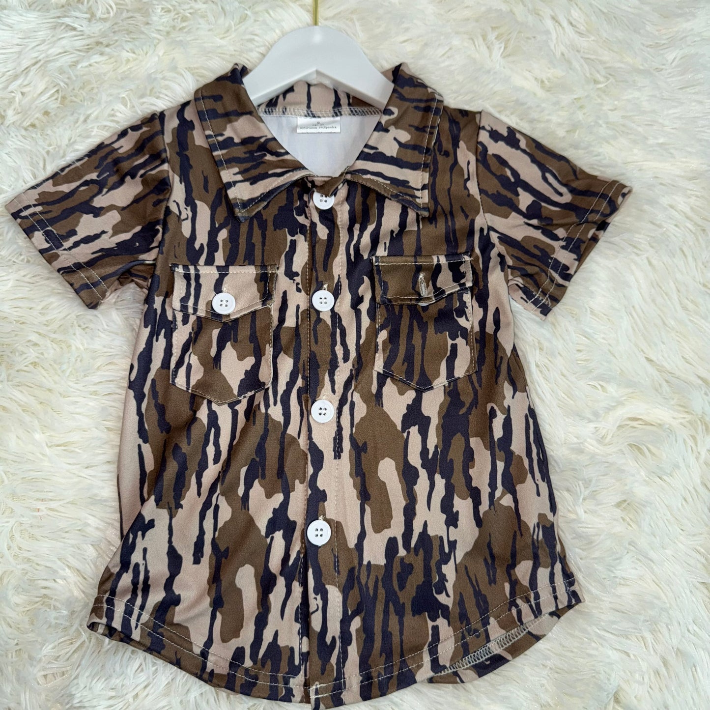 11.7 RST BT1201 Baby Boys Camo Short Sleeves Button Pockets Shirts Tops