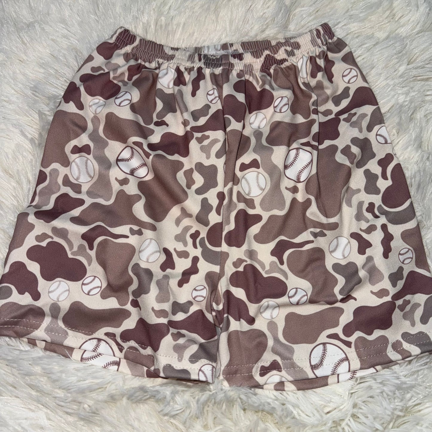11.4 RST SS0654 Baby Boys Khaki Camo Baseballs Team Shorts Bottoms