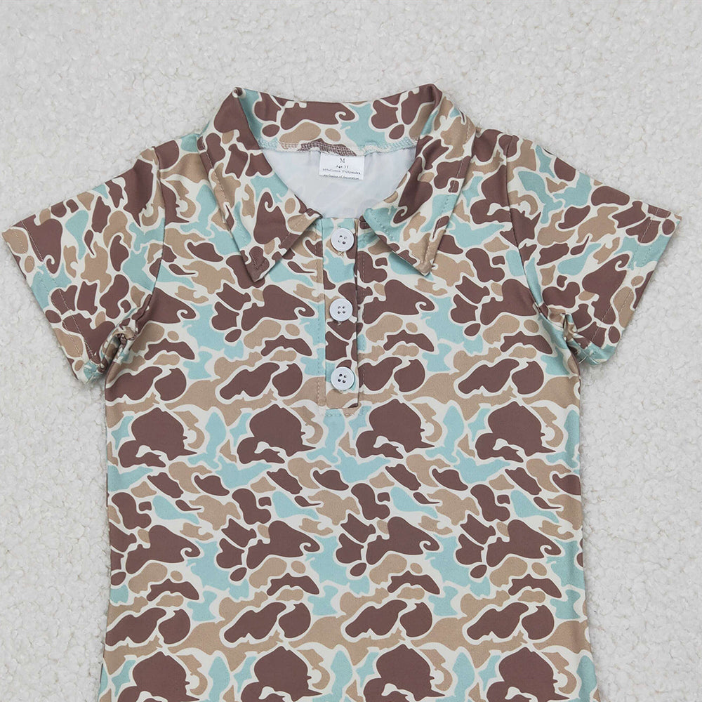 5.15 BT1212 RTS NO MOQ Baby Boys Summer Tops Short sleeves mint camo print kids boys polo shirt