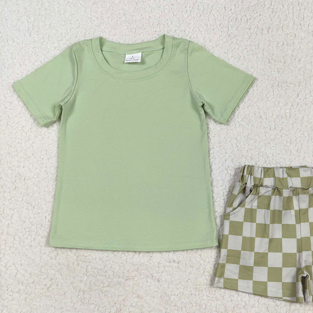 8.25 BSSO1470RTS NO MOQ Baby Boys Summer Boys Outfits baby boy clothes green short sleeve shorts set