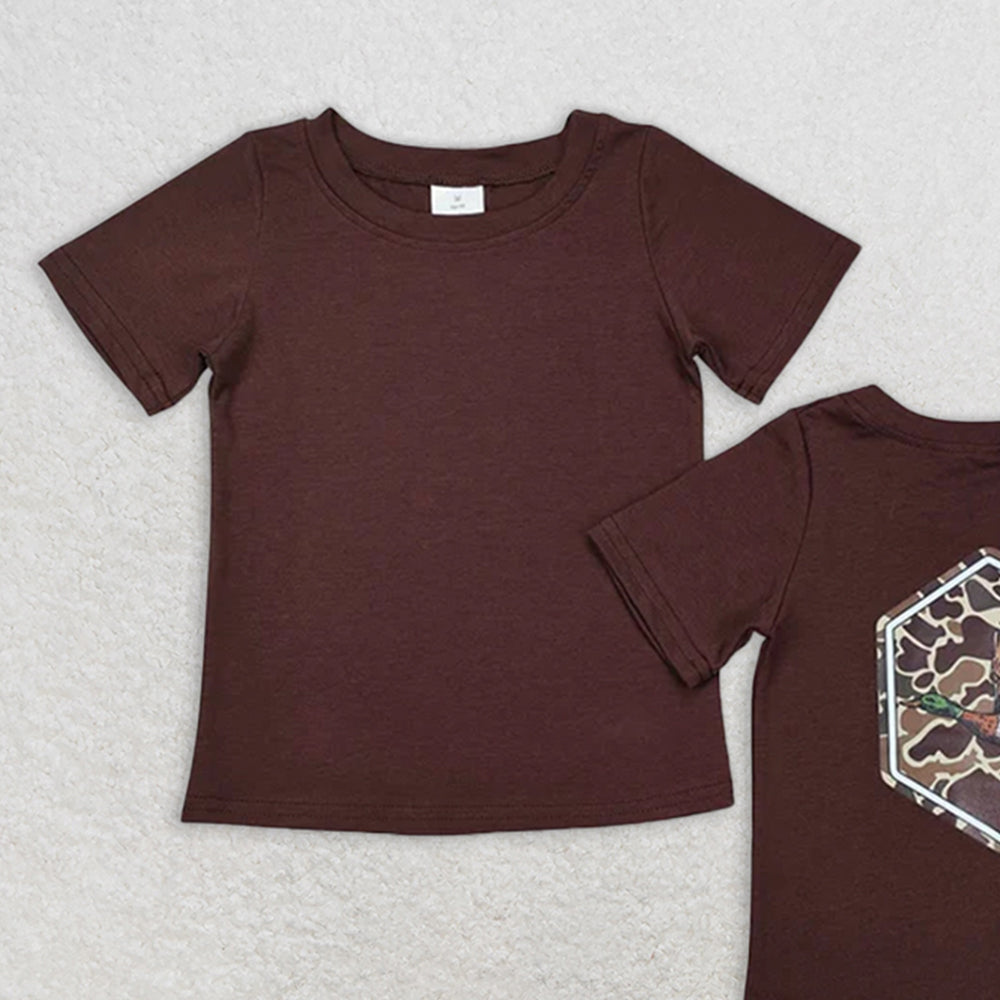 BT1090 RTS NO MOQ Baby Boys Summer Tops Baby Boys Brwon Camo Duck Short Sleeve Tee Shirts Tops Preorder