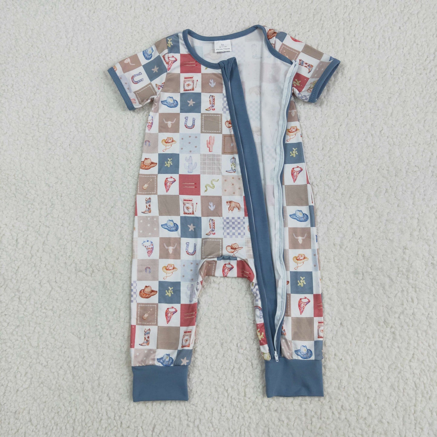 SR3098 RTS NO MOQ Baby Boys Summer Rompers Baby Infant Boys Short Sleeves Boots Cactus Zipper Rompers