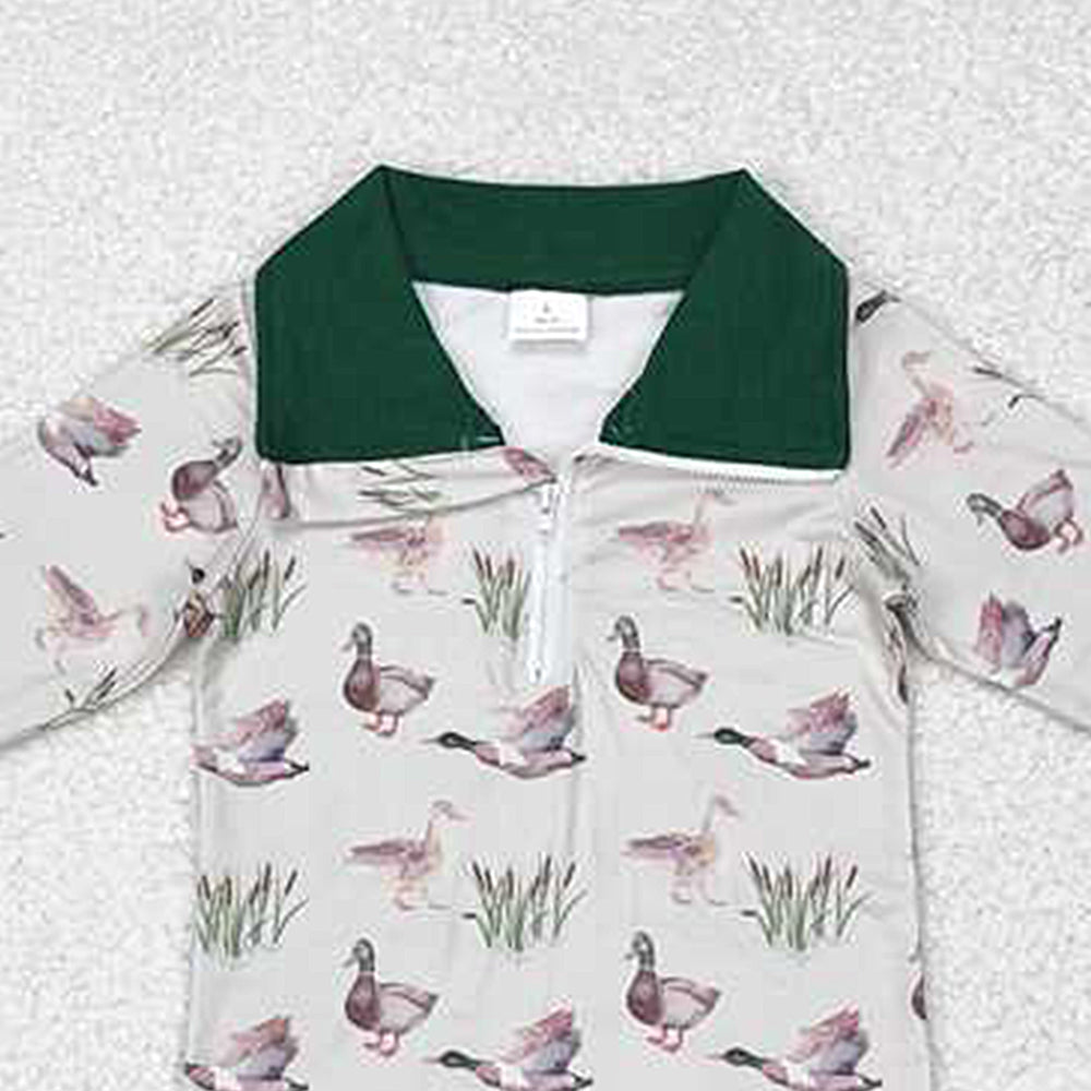 GT0605Long sleeves ruffle duck kids girls hunting pullover