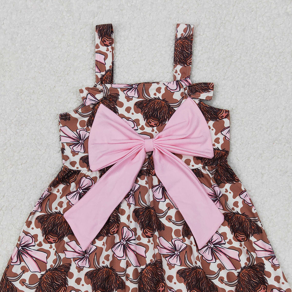 6.03 GSD1945 New Rts No Moq 8-9 Days By Air Arrived it Straps highland cow bow ruffle western baby girls dresses