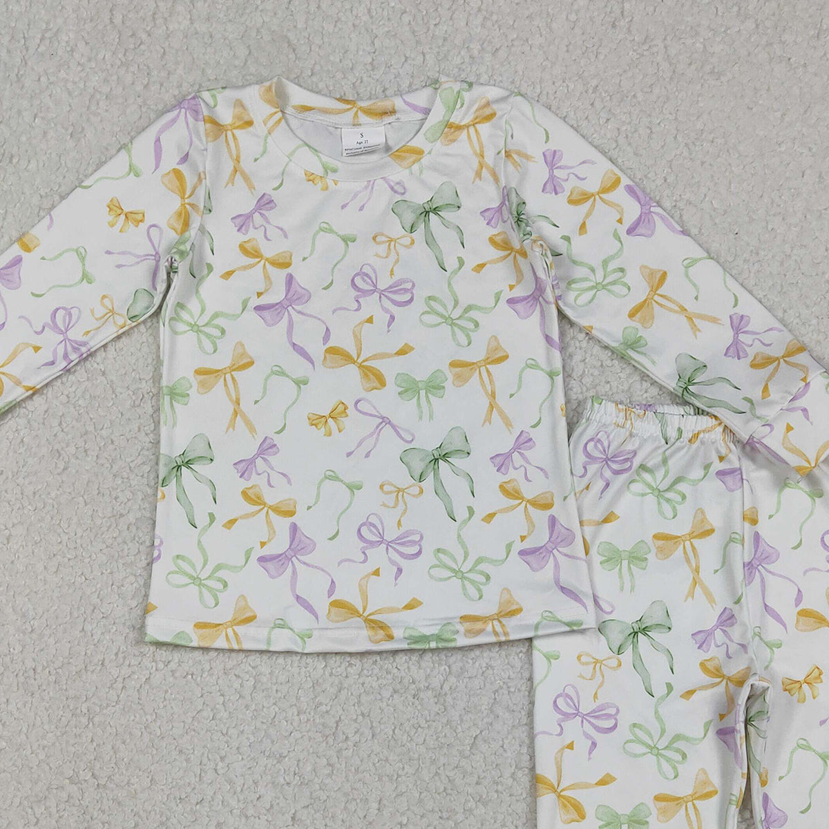 12.12 RTS NO MOQ (In stock)GLP2921 Baby Girls Mardigras Bows Plaid Top Pants Pajamas Sets