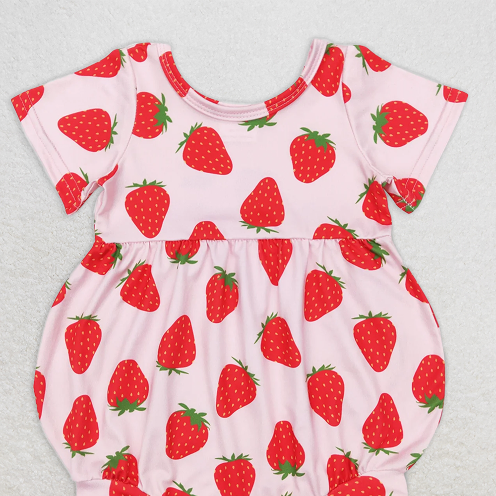 SR0535 RTS NO MOQ Baby Girls Summer Rompers Baby Girls Strawberry Short Sleeve Rompers