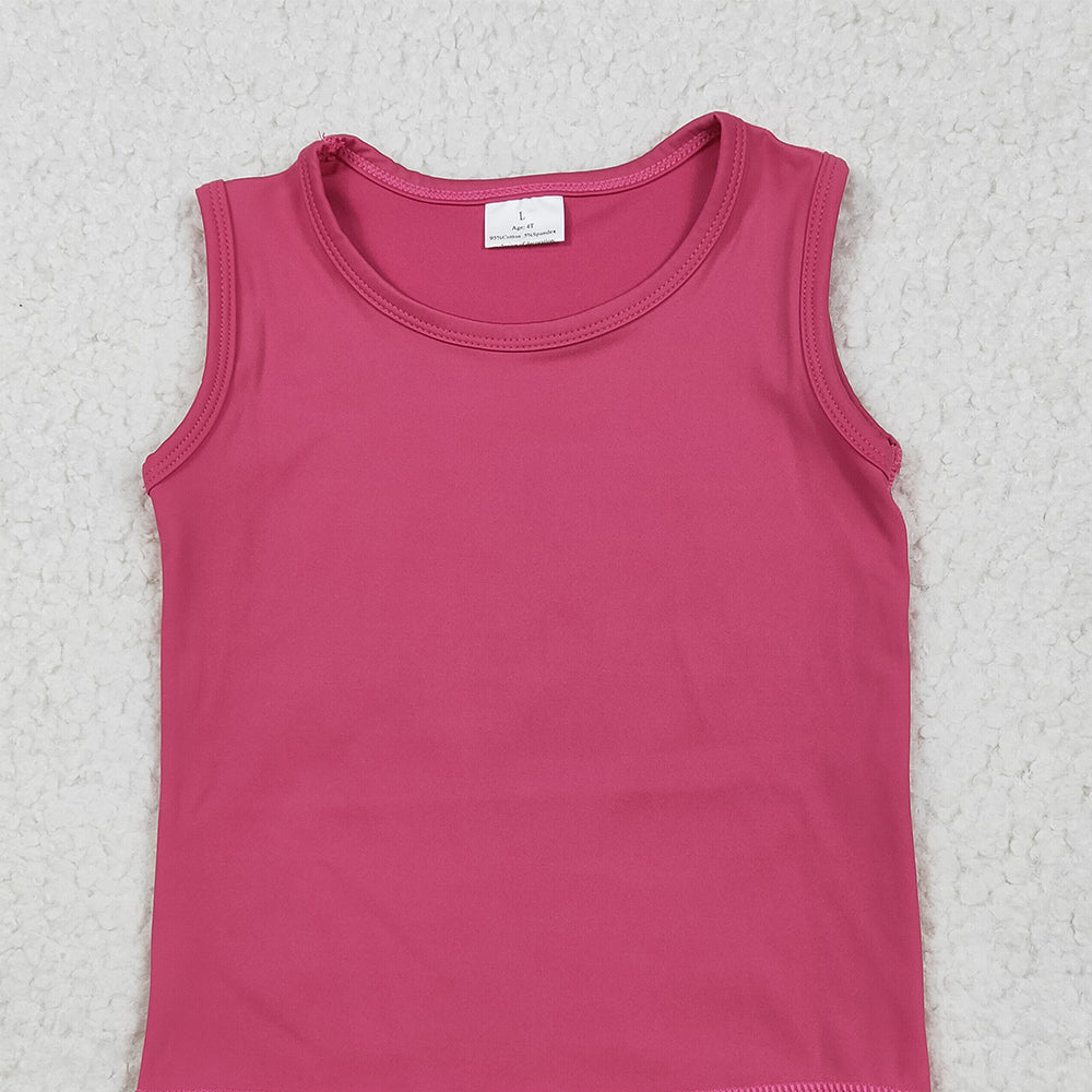 6.25 GT0982RTS NO MOQ Baby Girls Summer Yoga Tank Top Baby Girls Hot Pink Sleeveless Vests Top