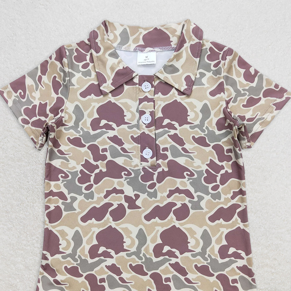 4.08 BT0640 RTS NO MOQ Baby Boys Summer Tops Toddler Boys Green Camo Polo Shirt Top