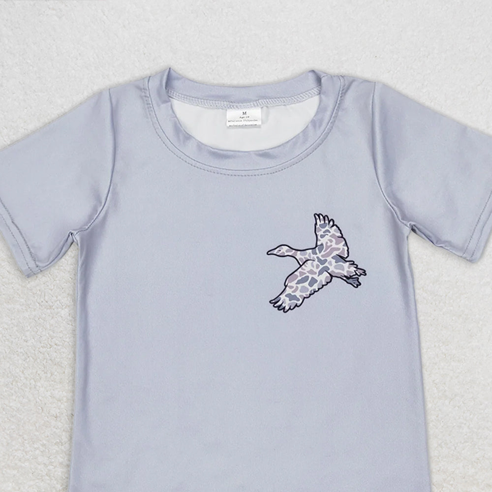USA Shop (in stock)BT0462 Baby Boys Summer Tops Grey short sleeves camo duck boy shirt
