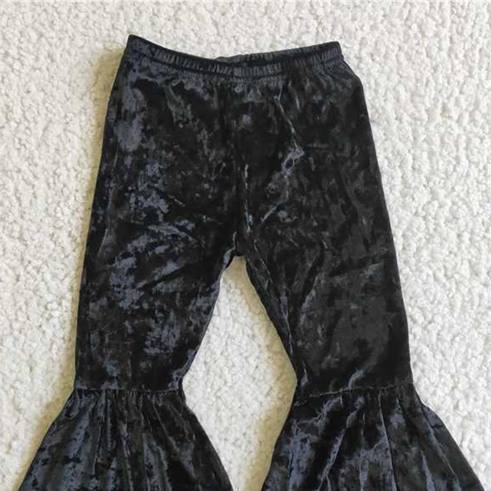 5.10 RTS NO MOQ Baby Girls Pants Black velvet baby girls pants