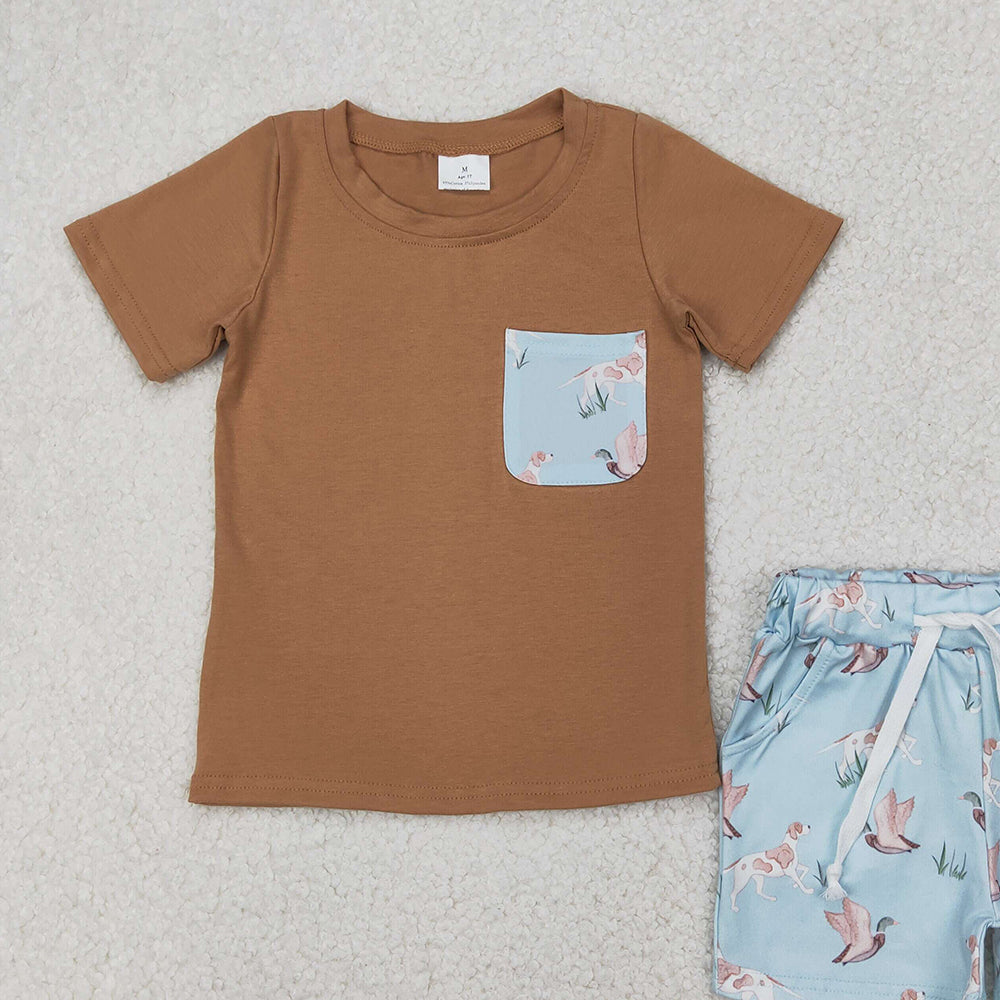5.09 BSSO1420 RTS NO MOQ Baby Boys Summer Boys Outfits Baby Boys Hunting Duck Dog Shorts Outfit