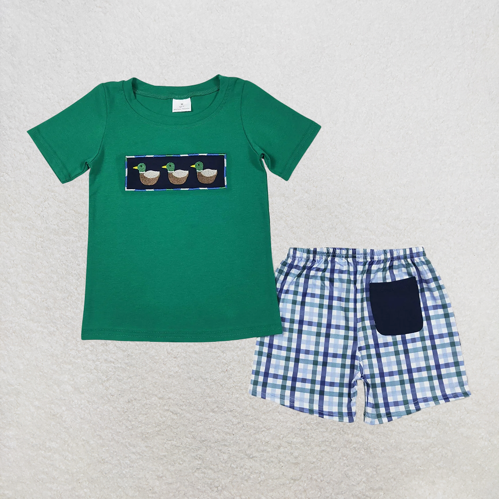 BSSO0589RTS NO MOQ Baby Boys Summer Boys Outfits Baby Boys Duck Short Sleeve Shirts Summer Shorts Clothes Sets