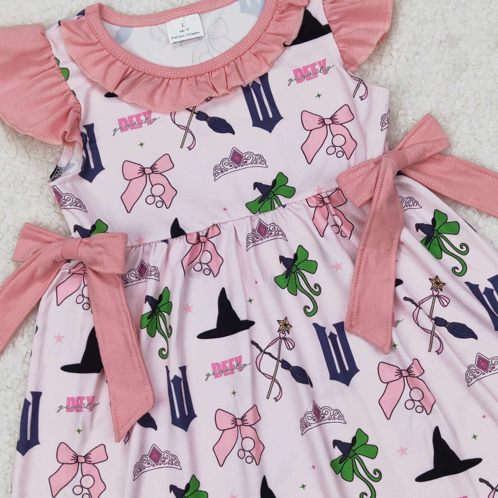 5.16 GSD1895 RTS NO MOQ Flutter sleeves bow witches baby girls dresses