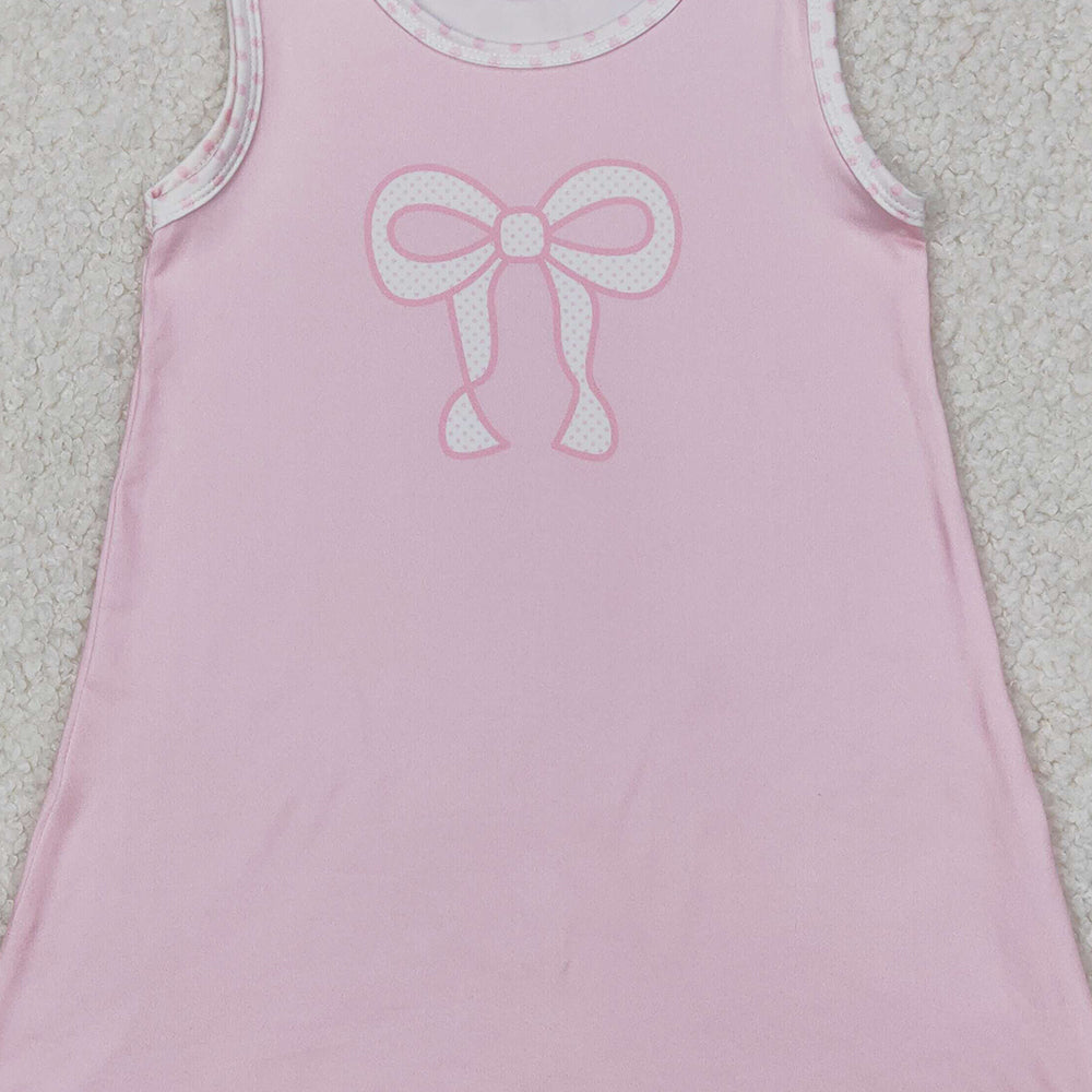 6.13 GSD2157 RTS NO MOQ Baby Girls Summer Dress Baby Girls Sleeveless Pink Bow Dress