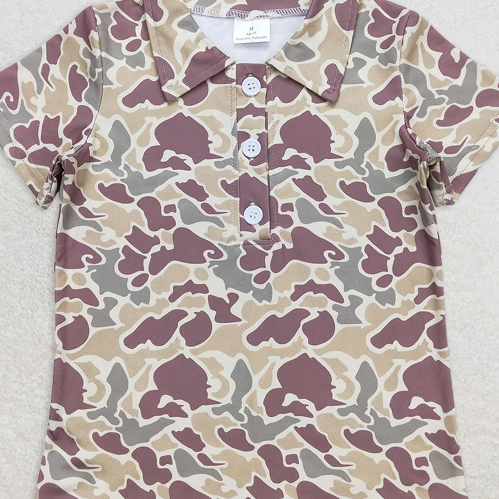 4.08 BT0640 RTS NO MOQ Baby Boys Summer Tops Toddler Boys Green Camo Polo Shirt Top