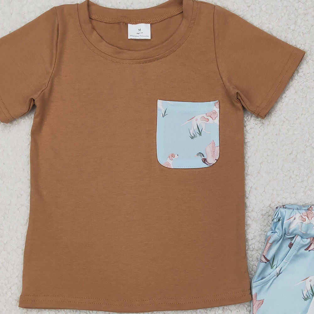 5.09 BSSO1420 RTS NO MOQ Baby Boys Summer Boys Outfits Baby Boys Hunting Duck Dog Shorts Outfit