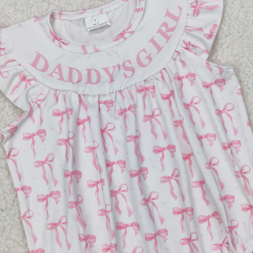 5.19 SR2806 RTS NO MOQ Daddy's girl pink bow baby girls summer romper