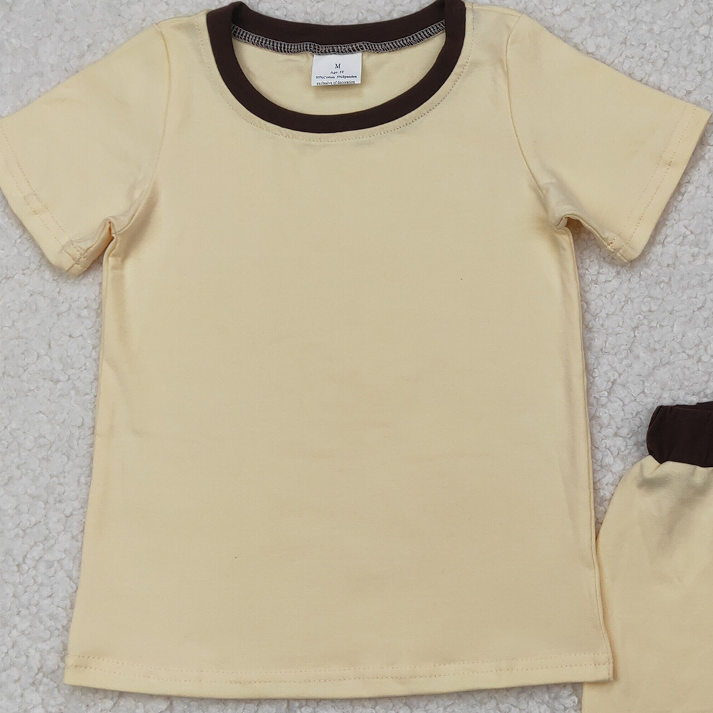 4.12 BSSO1310 RTS NO MOQ Baby Boys Summer Boys Outfits Baby Boys Yellow Short Sleeves Top Short Set