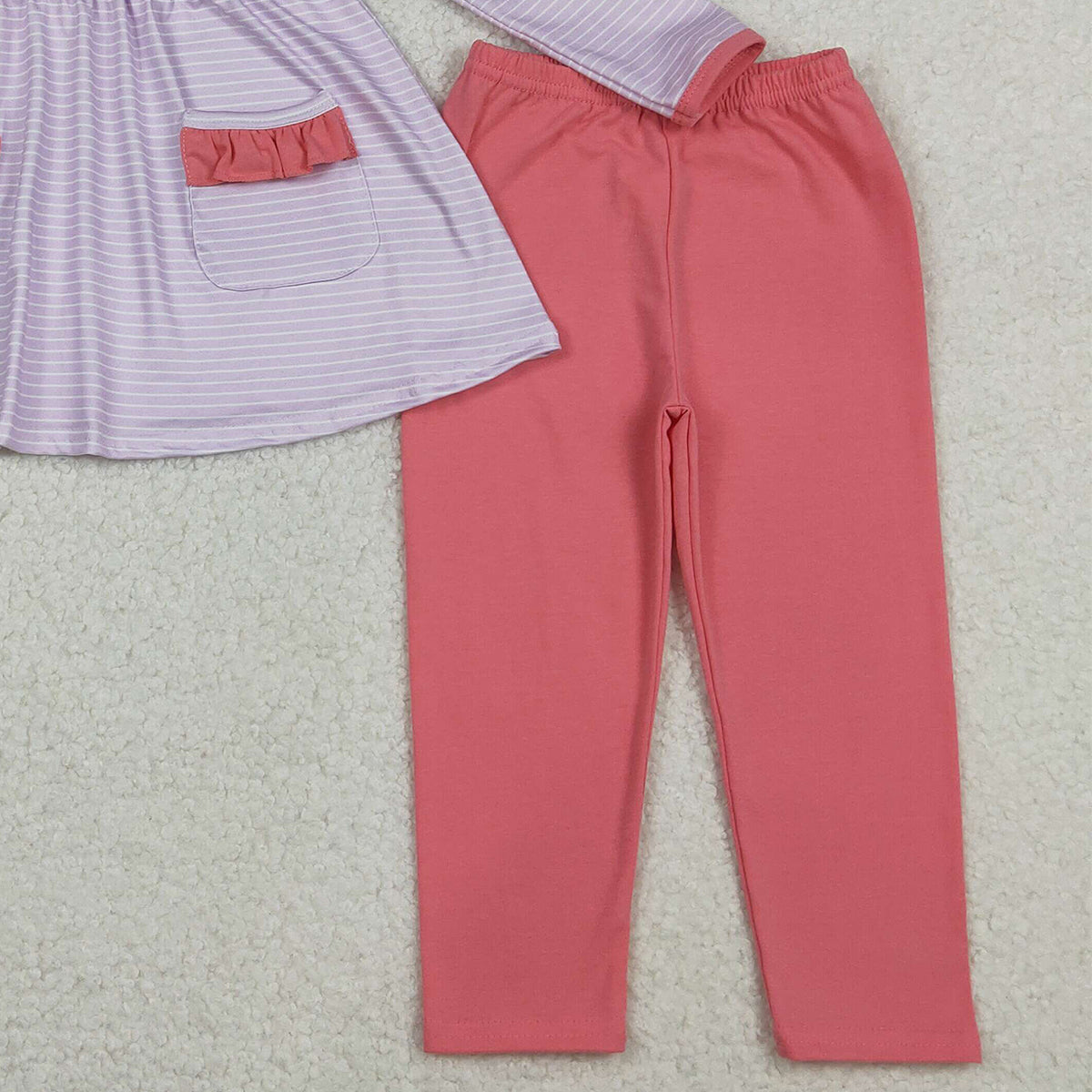 10.23 RTS NO MOQ (In stock)GLP2906 Embroidery Hearts Baby Girls Stripe Pockets Tunic Leggings Valentine Clothes Sets