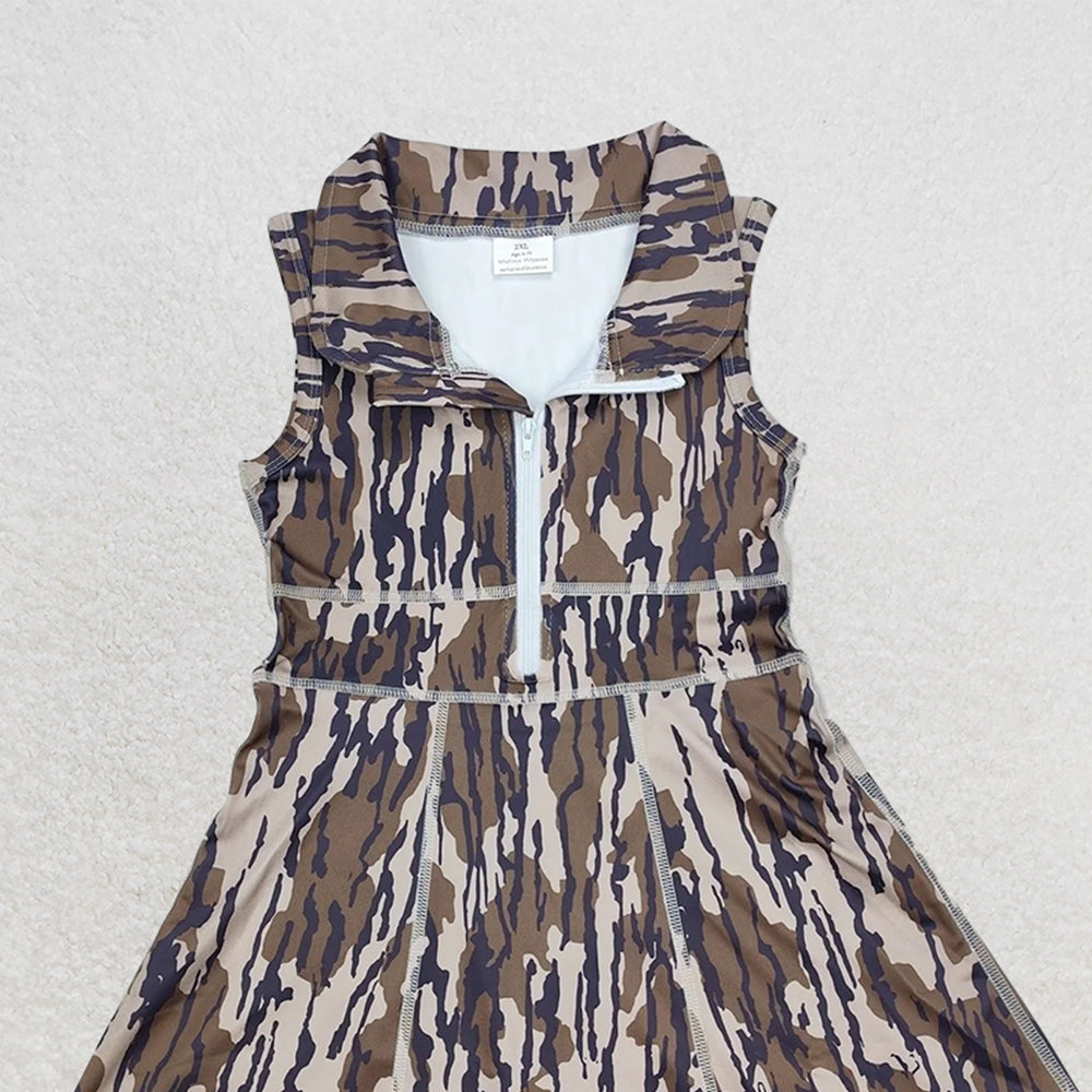 USA Shop (in stock) GSD1383 Bottomland camo sleeveless zipper athletic dress with shorts