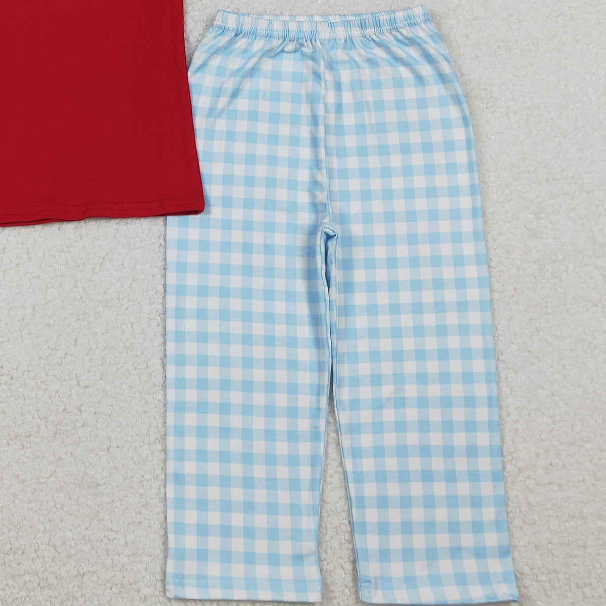 10.21 RTS NO MOQ (In stock)BSPO0589 Embroidery I Love Dad Baby Boys Shirts Checked Pants Clothes Sets