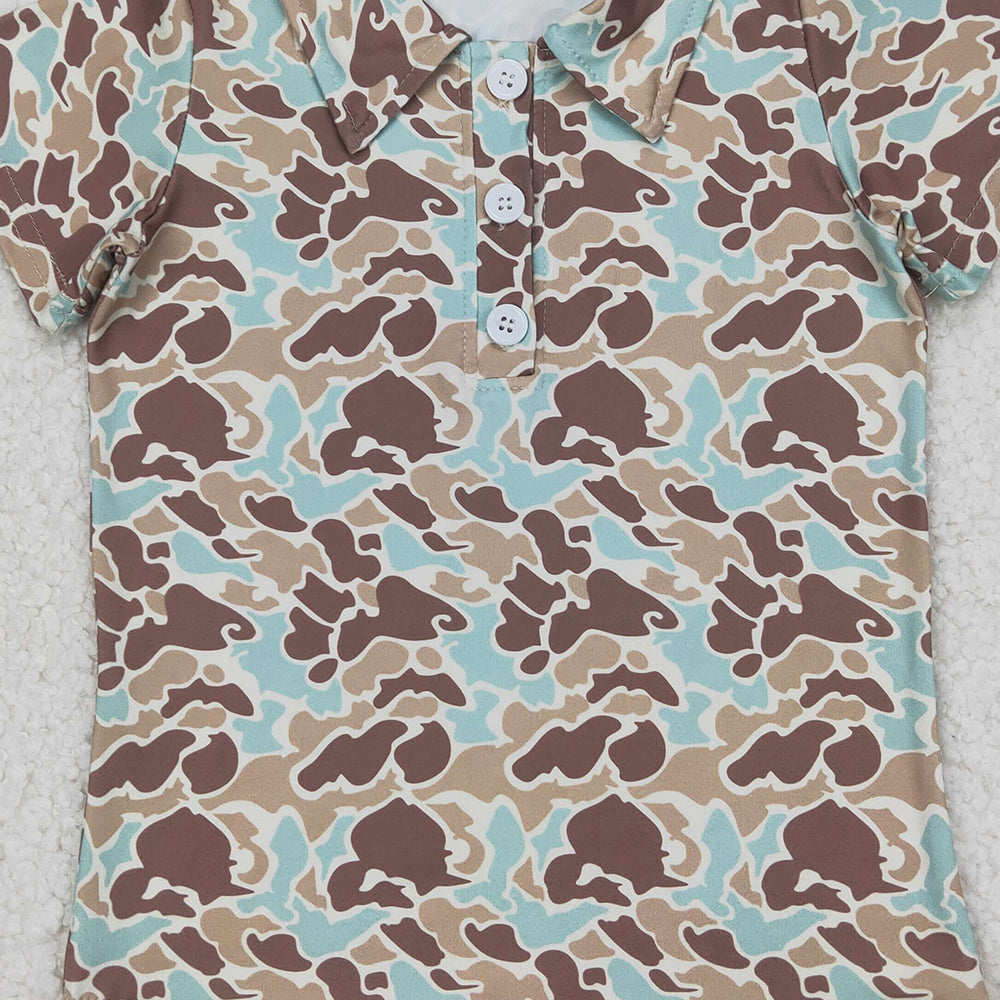 5.15 BT1212 RTS NO MOQ Baby Boys Summer Tops Short sleeves mint camo print kids boys polo shirt